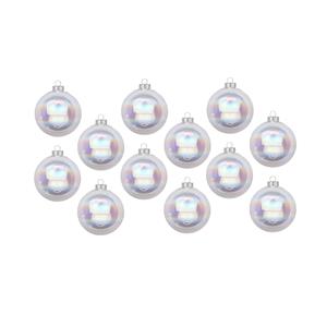 Christmas goods 12x Transparant parelmoer glazen kerstballen 8 cm glans en mat -