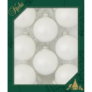 Krebs 8x Satijn witte glazen kerstballen mat 7 cm kerstboomversiering -