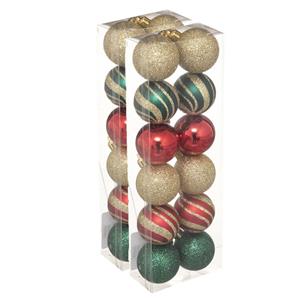 24x stuks kerstballen mix goud/rood/groen glans/mat/glitter kunststof 4 cm -