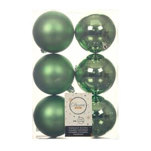 Decoris 24x stuks kunststof kerstballen groen 8 cm glans/mat -