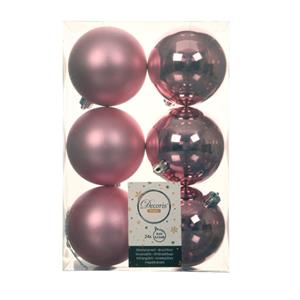 Decoris 24x stuks kunststof kerstballen lippenstift roze 8 cm glans/mat -