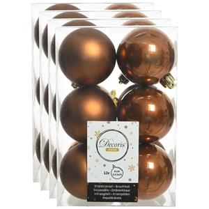Decoris 48x stuks kunststof kerstballen kaneel bruin 6 cm glans/mat -