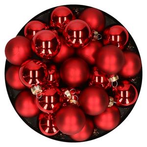 Othmara decorations Kerstballen set van glas 36x stuks rood 4 cm -