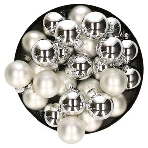 Kerstballen set van glas 36x stuks zilver 4 cm -