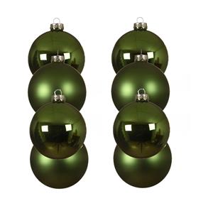 Decoris 8x stuks glazen kerstballen groen 10 cm mat/glans -