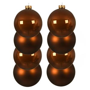 Decoris 8x stuks glazen kerstballen kaneel bruin 10 cm mat/glans -