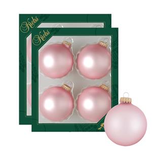 Krebs 16x stuks glazen kerstballen 7 cm chic mat roze -