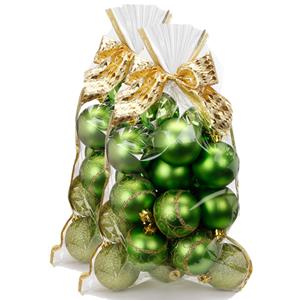 Christmas goods 40x stuks kunststof kerstballen groen mix 6 cm in giftbag -