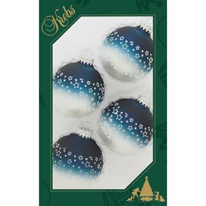 Krebs 8x stuks luxe glazen kerstballen 7 cm blauw/wit met sterren -