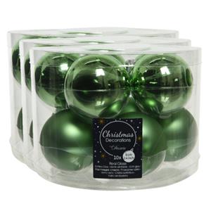 Decoris 40x stuks glazen kerstballen groen 6 cm mat/glans -