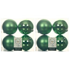 Decoris 12x stuks kunststof kerstballen groen 10 cm glans/mat -