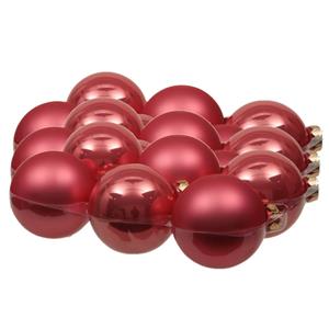 Othmara decorations 18x stuks glazen kerstballen bubblegum roze 8 cm mat/glans -
