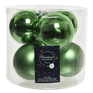 Decoris 18x stuks glazen kerstballen groen 8 cm mat/glans -