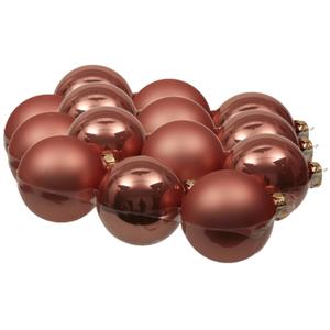 Othmara decorations 18x stuks glazen kerstballen koraal roze 8 cm mat/glans -