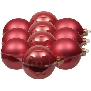 Othmara decorations 12x stuks glazen kerstballen bubblegum roze 10 cm mat/glans -