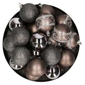 Kunststof kerstballen 20x stuks donkere kleuren mix 6 cm -