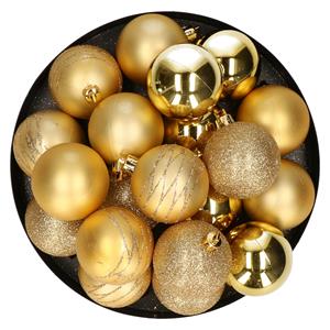 Kunststof kerstballen 20x stuks goud mix 6 cm -