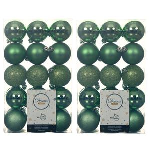 Decoris 60x stuks kunststof kerstballen groen 6 cm glans/mat/glitter -