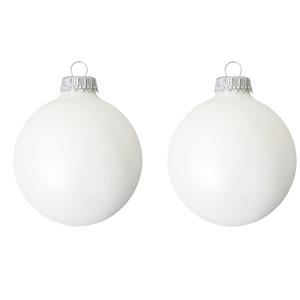 Krebs 24x Satijn witte glazen kerstballen mat 7 cm kerstboomversiering -