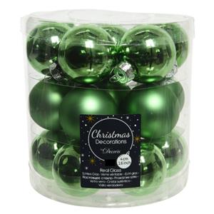 Decoris 36x stuks kleine glazen kerstballen groen 4 cm mat/glans -