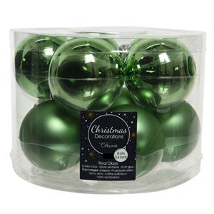 Decoris 20x stuks glazen kerstballen groen 6 cm mat/glans -