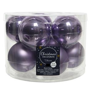 Decoris 20x stuks glazen kerstballen heide lila paars 6 cm mat/glans -