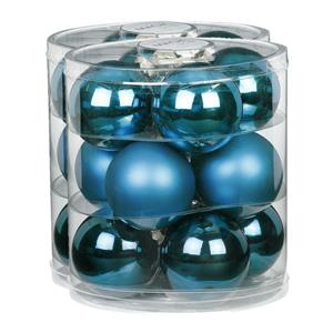 Christmas goods 24x stuks glazen kerstballen diep blauw 8 cm glans en mat -