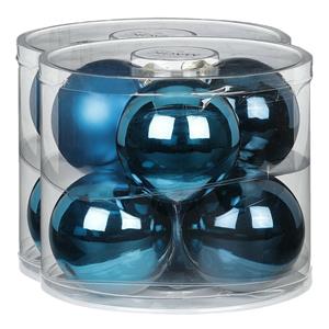 Christmas goods 12x stuks glazen kerstballen 10 cm diep blauw glans en mat -