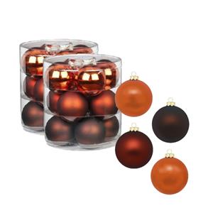 Christmas goods 24x stuks glazen kerstballen kastanje bruin 8 cm glans en mat -