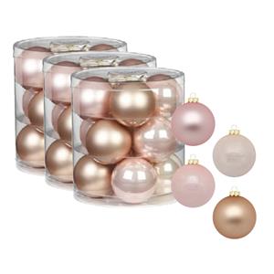 Christmas goods 24x stuks glazen kerstballen parel roze 8 cm glans en mat -