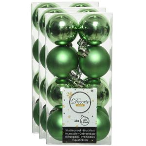 Decoris 48x stuks kunststof kerstballen groen 4 cm glans/mat -