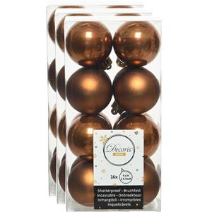 Decoris 48x stuks kunststof kerstballen kaneel bruin 4 cm glans/mat -
