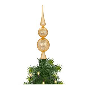 Christmas goods Kerst piek van glas goud gedecoreerd H31 cm -