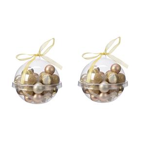 Decoris 60x stuks kleine kunststof kerstballen bruin/goud/champagne 3 cm -