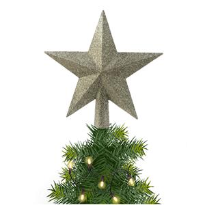 Decoris Kunststof piek kerst ster mos groen met glitters H19 cm -