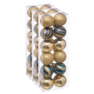 36x stuks kerstballen mix goud/blauw glans/mat/glitter kunststof 4 cm -