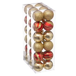 36x stuks kerstballen mix goud/rood glans/mat/glitter kunststof 4 cm -