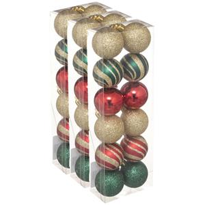 36x stuks kerstballen mix goud/rood/groen glans/mat/glitter kunststof 4 cm -