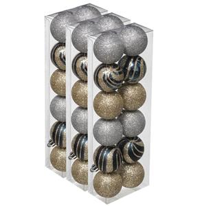 36x stuks kerstballen mix goud/zilver glans/mat/glitter kunststof 4 cm -