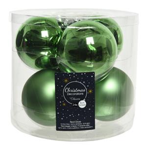 Decoris 24x stuks glazen kerstballen groen 8 cm mat/glans -
