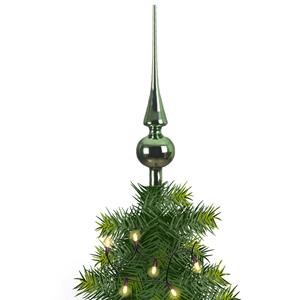 Kerstboom glazen piek kerst groen glans 26 cm -