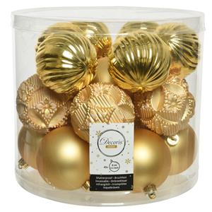 Decoris 40x stuks luxe kunststof kerstballen goud mix 8 cm -