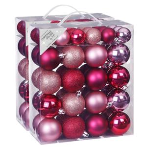 Christmas goods 100x stuks kunststof kerstballen fuchsia roze en lichtroze 4 en 6 cm mat/glans -
