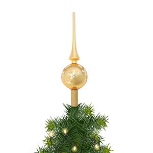 Krebs Kerst piek van glas goud met sneeuwvlok H28 cm -