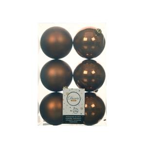 Decoris 6x stuks kunststof kerstballen kaneel bruin 8 cm glans/mat -