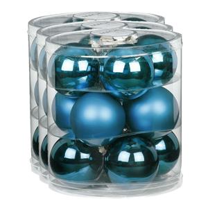 Christmas goods 36x stuks glazen kerstballen diep blauw 8 cm glans en mat -