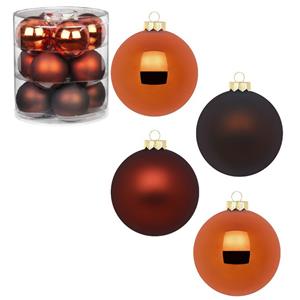 Christmas goods 36x stuks glazen kerstballen kastanje bruin 8 cm glans en mat -