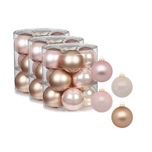 Christmas goods 36x stuks glazen kerstballen parel roze 8 cm glans en mat -