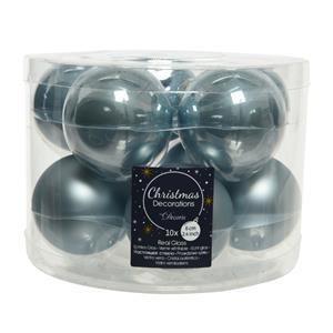 Decoris 10x stuks glazen kerstballen lichtblauw 6 cm mat/glans -