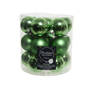 Decoris 18x stuks kleine glazen kerstballen groen 4 cm mat/glans -